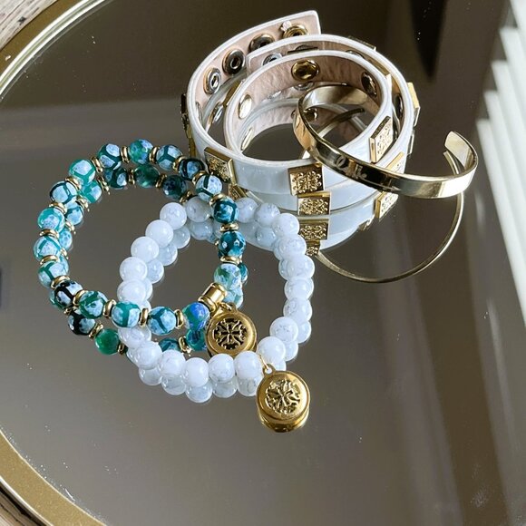 Rustic Cuff Set FOUR stackable Bracelets Set - Picture 3 of 4